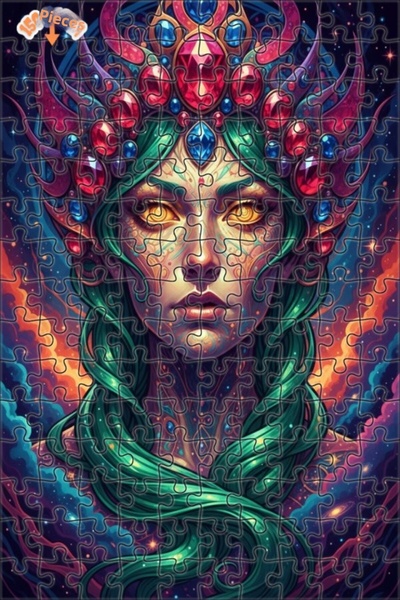 Esranın Dünyası Mysterious Cosmic Queen Oil Painting Look Double Layer Framed...