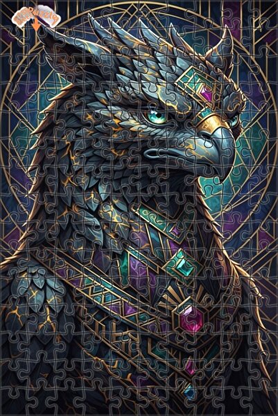 Esranın Dünyası Majestic Griffin Artwork Oil Painting Look Wooden Puzzle with...