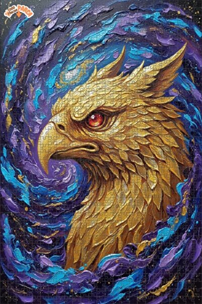 Esranın Dünyası Golden Eagle Oil Painting Lookalike Abstract Art Double-Layer...