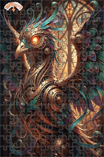Esranın Dünyası Steampunk Mechanical Phoenix Oil Painting Look Double Layer F...