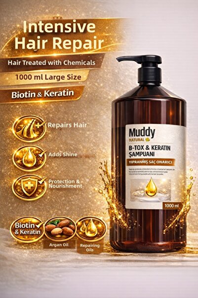 Muddy 1000 ml B-tox&keratin Repair Hair Shampoo -8697426731780