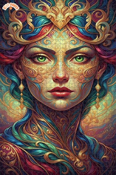 Esranın Dünyası Mysterious Woman Face Oil Painting Lookalike Modern Double-La...