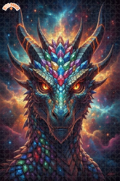 Esranın Dünyası Crystal Dragon Art Looking Wood Puzzle with Double-Layer Fram...