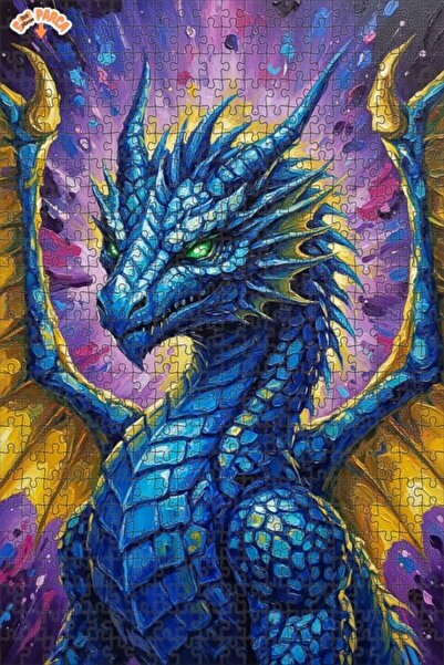 Esranın Dünyası Mystical Blue Dragon Oil Painting Look Art Puzzle 500 Pieces ...