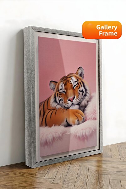 Zestia Εκτύπωση σε καμβά με ασημένιο πλαίσιο Tiger Humorous Style Premium Ser...