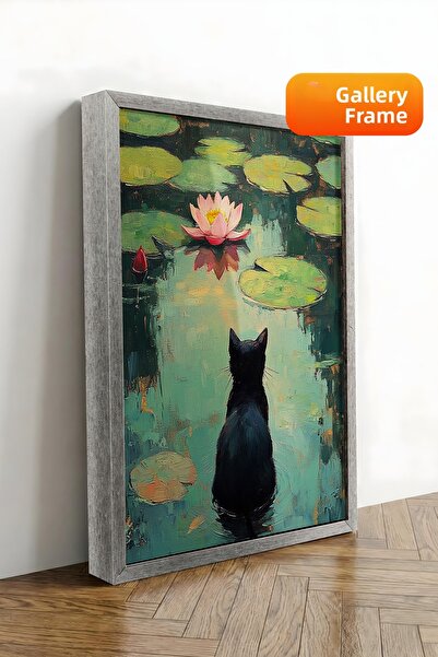 Zestia Tablou pe pânză înrămată cu argint, Frunză de lotus pisică Seria Premi...