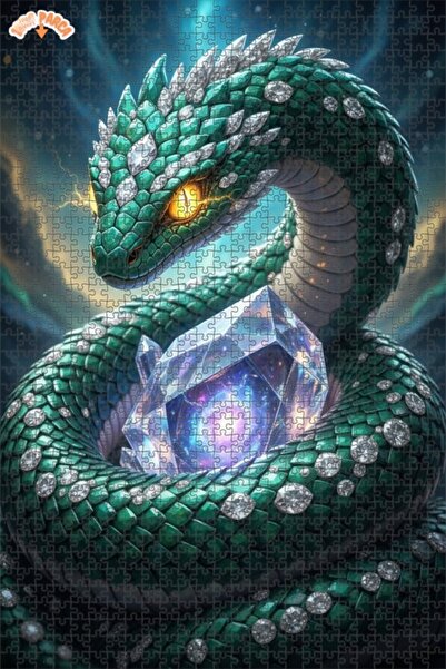 Esranın Dünyası Green Emerald Snake Universe Crystals Art Puzzle 1000 Pieces ...