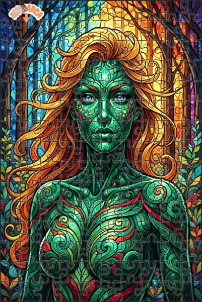 Esranın Dünyası Green Forest Fairy Oil Painting Look Double Layer Framed Wood...