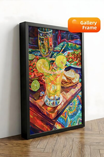 Zestia Ποτήρι κοκτέιλ σε καμβά με μαύρο πλαίσιο, Lemon Drink Premium Σειρά Αρ...