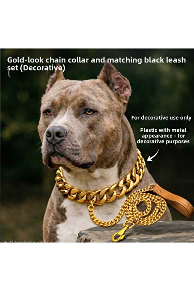 aurellen Gold Chain Dog Collar and Chain Strap - Decorative Plastic Chain - P...