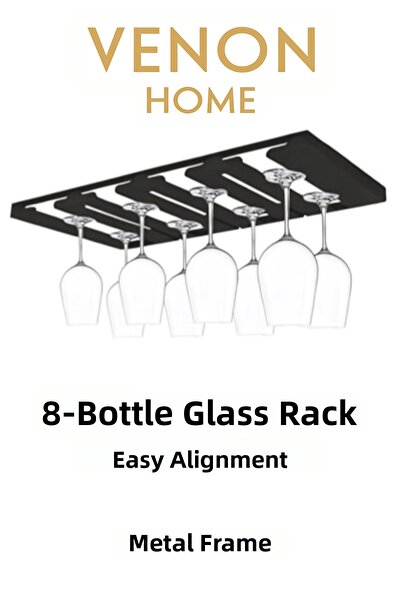 VENON 8-Piece Glass Rack Stemware Holder Stainless Metal Cup and Glass Hanger...