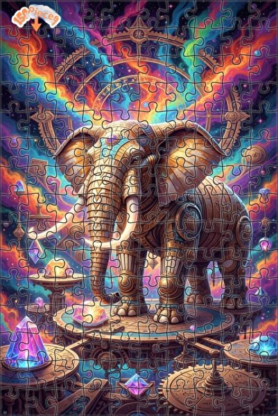 Esranın Dünyası لوحة فنية خشبية للفيل الكوزمي المبهج، مزدوج الطبقات قطعة، 150...