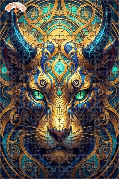 Esranın Dünyası لوحة فنية خشبية مكونة من مزدوج الطبقات قطعة بتصميم الفهد الذه...