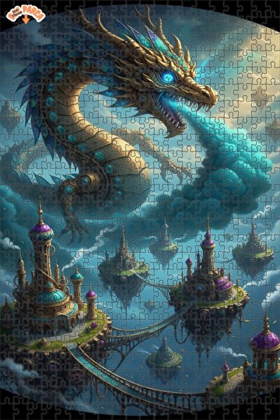 Esranın Dünyası لغز خشبي مكون من مزدوج الطبقات إطارًا بمظهر قلعة التنين الخيا...
