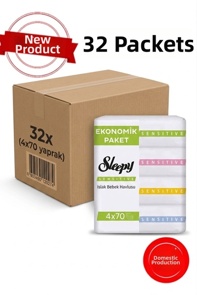 Sleepy مناشف مبللة حساسة 70 قطعة 32 عبوة 2240 ورقة