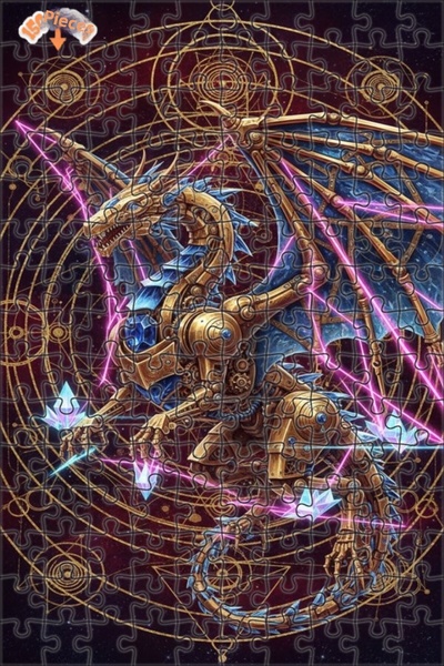 Esranın Dünyası لغز خشبي على شكل تنين ستيمبانك بتأثير الزيت الملون مزدوج الطب...