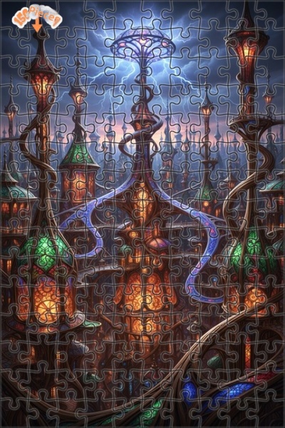 Esranın Dünyası لغز خشبي بإطار مزدوج الطبقات بمظهر لوحة زيتية لمنظر المدينة ا...