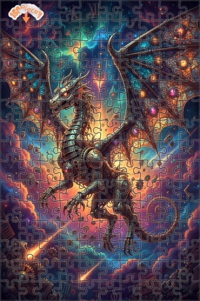 Esranın Dünyası لغز خشبي على شكل تنين ميكانيكي ستيمبانك مزدوج الطبقات إطارًا ...