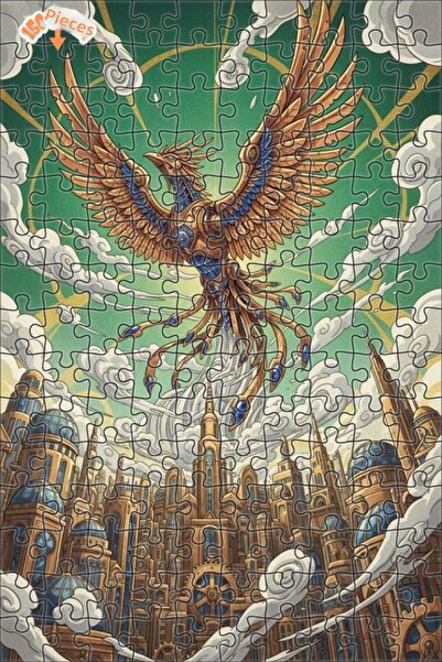 Esranın Dünyası لغز خشبي ميكانيكي على شكل طائر الفينيق بإطار مزدوج الطبقات 15...