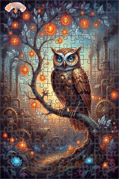 Esranın Dünyası لغز خشبي ميكانيكي على شكل بومة الشجرة مزدوج الطبقات إطارًا 15...