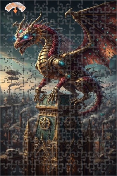 Esranın Dünyası لوحة زيتية فنية ميكانيكية على شكل تنين بأسلوب ستيمبانك، لغز خ...
