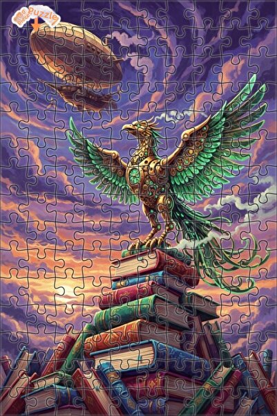 Esranın Dünyası لغز خشبي ميكانيكي على شكل طائر الفينيق وسفينة هوائية مزدوج ال...