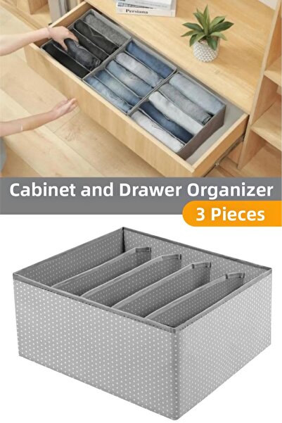 Serstil 3 قطع - صندوق تخزين قماشي قابل للطي مكون من 5 أقسام، منظم داخل الخزان...