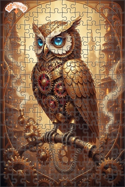 Esranın Dünyası لغز خشبي ميكانيكي على شكل بومة ستيمبانك آرت مكون من مزدوج الط...