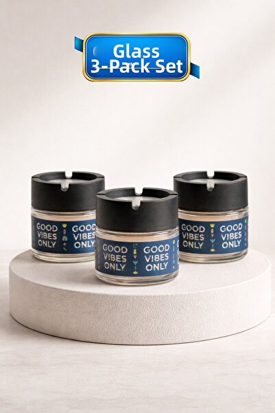 GLUS Set de 3 scrumiere fără miros - scrumiere decorativă din sticlă, fără fu...