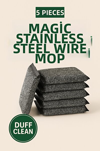 DUFF CLEAN 5 قطع من إسفنج غسيل الأطباق السحري المصنوع من الفولاذ المقاوم للصدأ