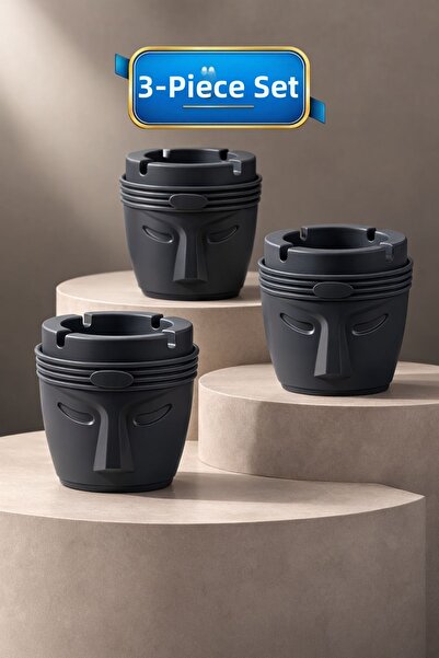 LE PARİS Σετ 3 τεμαχίων |   Τασάκι τσιγάρων χωρίς καπνό με πλαστικό δοχείο κα...