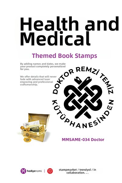 HEDİYENOMİ MühürMarket > ختم كتاب الطبيب الصحي والطبي - ختم الكتاب > MMSAME-034