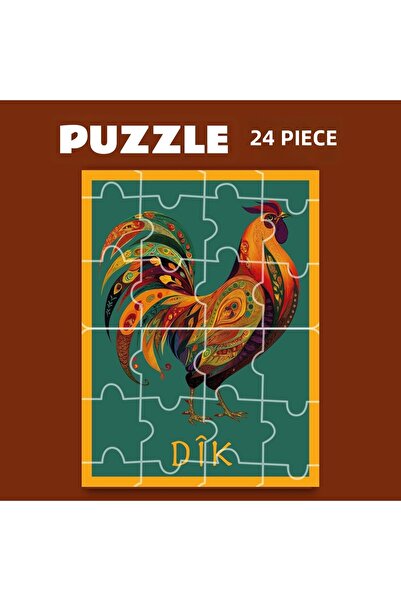 ZERYA Pazil Bi Kurdî Dîk Horoz - Kurdish Puzzle Jigsaw (24 Pieces - A5)