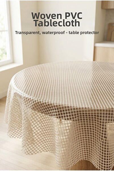 atak by atak home collection Στρογγυλό ψάθινο τραπεζομάντιλο PVC με υφή, διαφ...