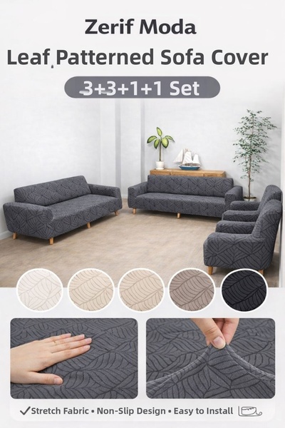 zerıf moda غطاء أريكة يابراك منقوش 3+3+1+1 مجموعة من مرن قطعة مرنة مانع للانز...
