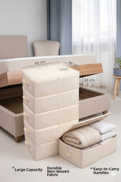 Textile sweet Σετ 5 Μεγάλο Μέγεθος Cream Base Organizer Τσάντα 62x46x22