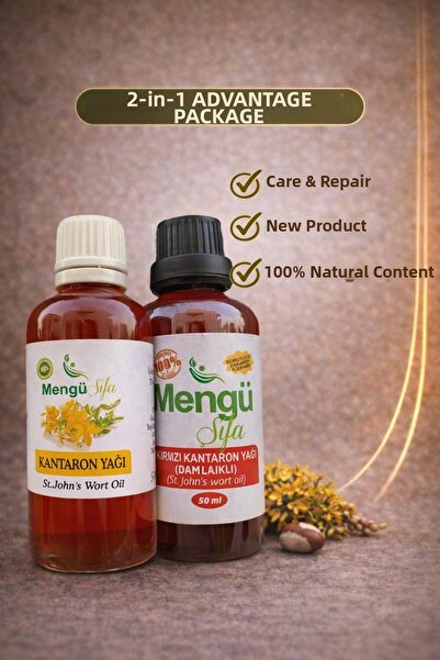 mengü şifa 50 مل زيت نبتة سانت جون الأصفر والأحمر - 2 عبوة 100 مل