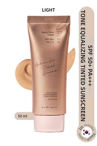 RESH LAB Pearly Glow Tinted Light Spf50+ Pa+++ - Tinted Spf50+ Tone Equalizin...