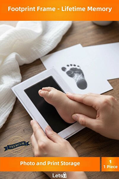 Letsii مجموعة إطار صور لبصمة يد الطفل مع مجموعة تخزين آمنة للذكريات بدون طباع...
