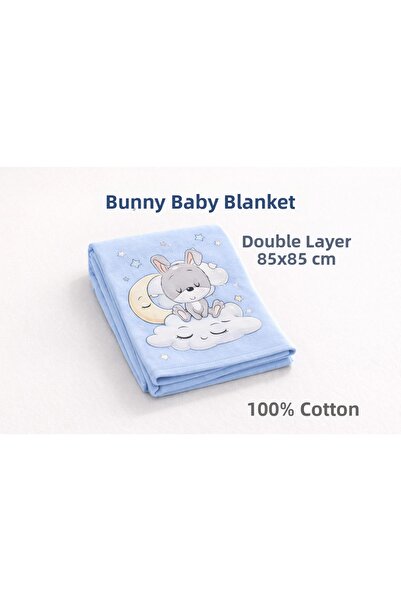 Babush Rabbit Patterned Combed Cotton Baby Blanket Si Double Layer 85X85 cm 1...