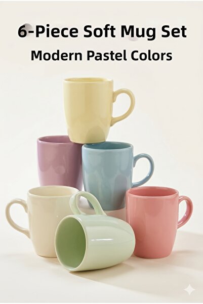 EMBazaar Set of 6 Soft Mug - Coffee, Tea, Nescafe, Double Espresso, Turkish C...