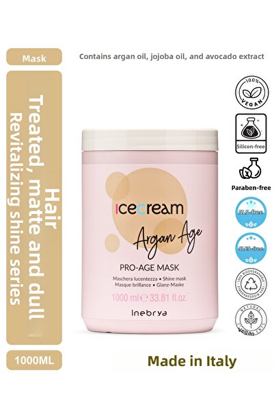 Inebrya Ice cream قناع تألق بزيت الأرغان من أرغان إيج برو-آيج 1000 مل