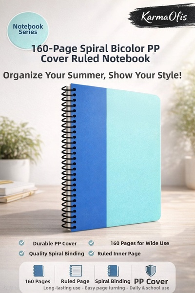 Faber Castell Blue 160-Leaf Spiral Notebook Bicolor Pp Cover Striped A4 Schoo...