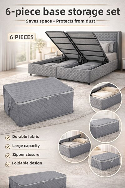 autolion 6 Pieces Quilted under Base Storage 60X40X22 (Anthracite)