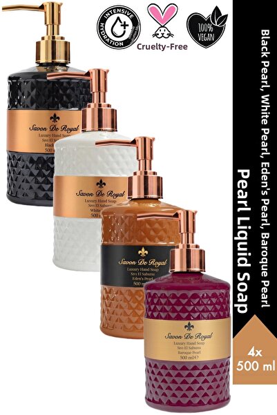 Savon De Royal صابون سائل نباتي فاخر من بيرل، عبوة مختلطة 4 × 500 مل