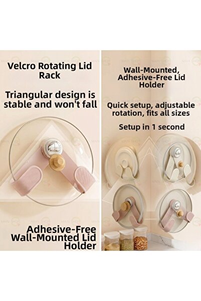 MAİN SHOP 4 Pieces Wall Mounted Pot Lid Holder, No Drilling Required, Kitchen...