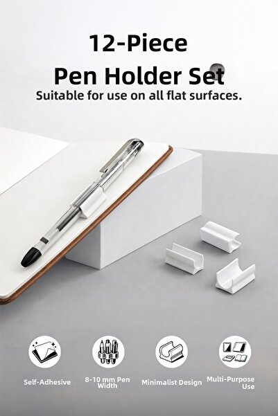 Copyrite 12 Piece Adhesive Pen Holder Set |   8-10mm |   Notebook, Agenda, Mu...