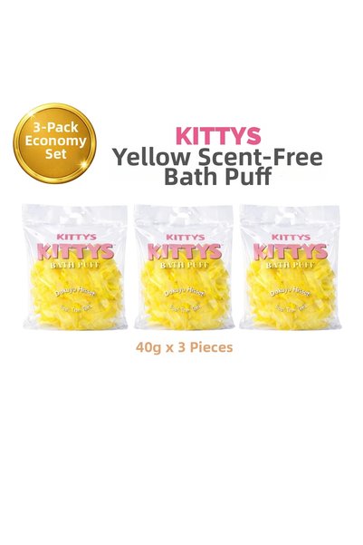 Kitty's KITTYS 3 قطع من ليفة الاستحمام الصفراء الخالية من الصابون 40 جرام، ليفة استحمام ناعمة ومتينة، تستخدم مع جل الاستحمام