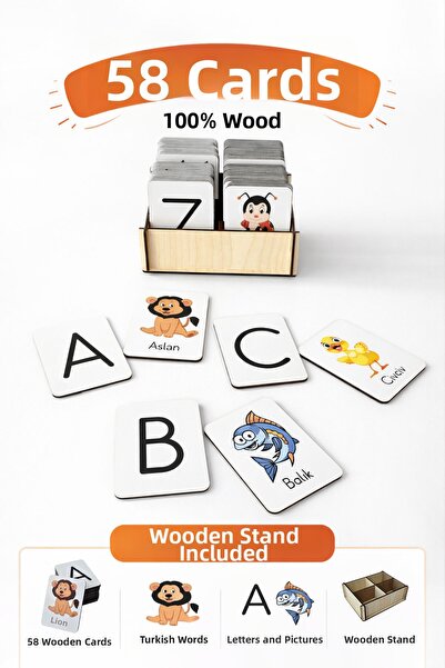 metafortoys 58 Pieces Wooden Alphabet Matching Cards Intelligence Game Puzzle...