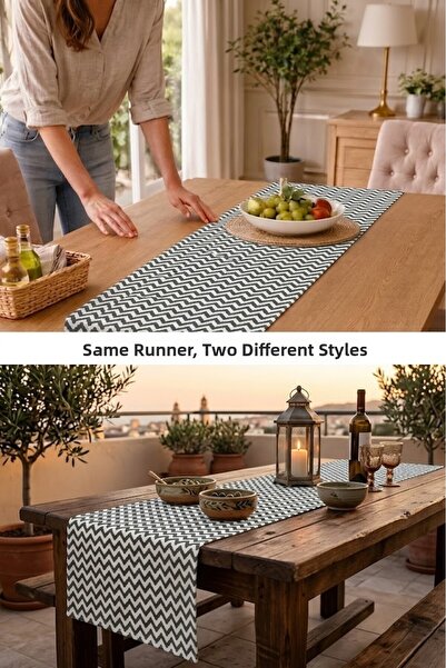 Rona Home Διακοσμητικό ράνερ με μοτίβο ζιγκ-ζαγκ - Ποιοτικό ύφασμα ανθεκτικό ...